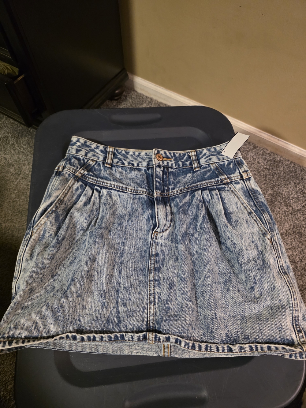 Forever 21 Acid Wash Denim Pleated Mini Skirt - Light Blue